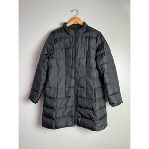 J.Jill Black Down Zipper Puffer Jacket Womens Size M Warm Cozy Classic Mature